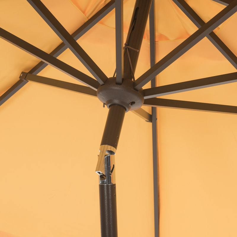 Parasol d'extérieur Iago, Jaune/blanc, Brun