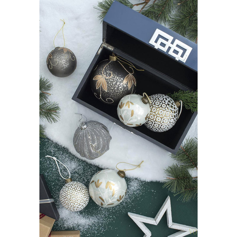 D3,9 po, boules de Noël décoratives, boules de Noël suspendues en verre pour décorations de fêtes, lot de 6