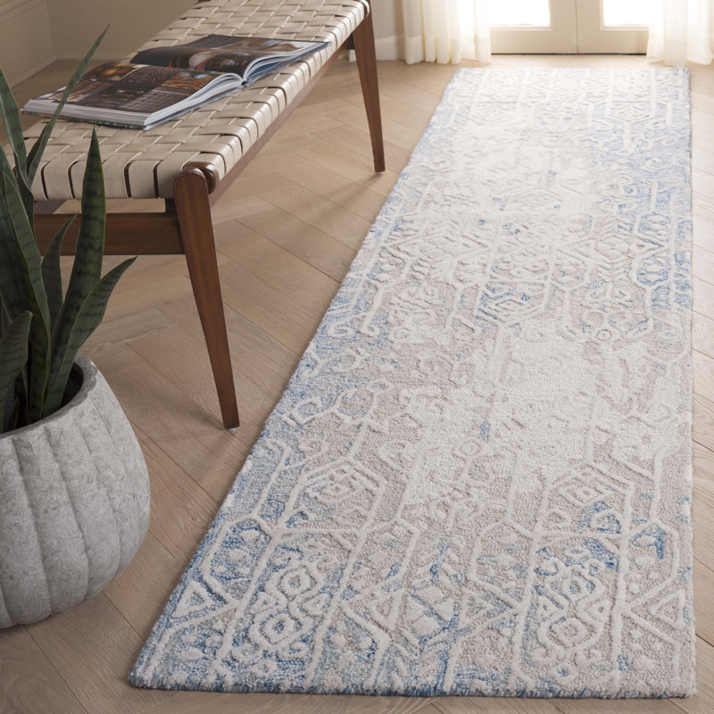 Tapis en laine Raquela, Tapis de couloir 2 pi 3 po x 9 pi