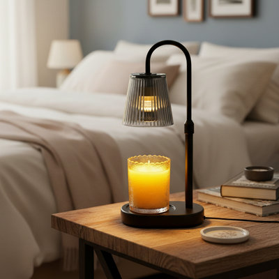 Lampe chauffante à bougie avec minuterie électrique - lumière chauffante sans mèche réglable en hauteur à intensité réglable sans chaleur de flamme, cire chaude, lumières de table parfumées, décoration de maison moderne élégante pour bocaux de salon