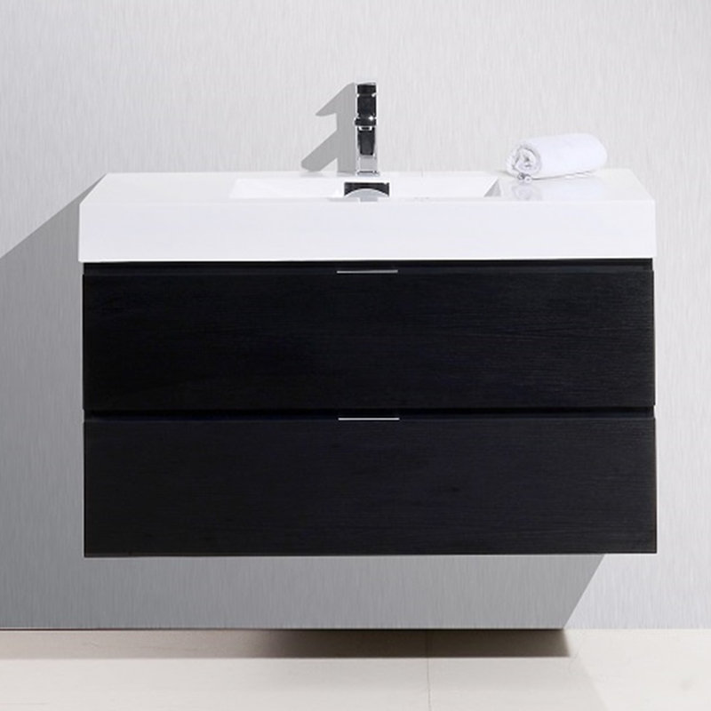 Ensemble de meuble-lavabo simple mural 40 po Royka, Noir