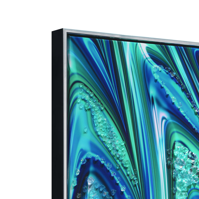 «Ocean Waves I & II», art mural encadré avec toile époxy Crystallus