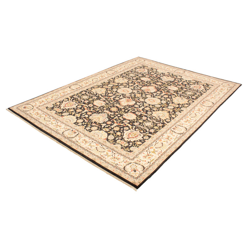 Tapis en laine beige 9 pi 1 po x 12 pi 4 po "one-of-kind" à la main-noué la 2010 Wikhard