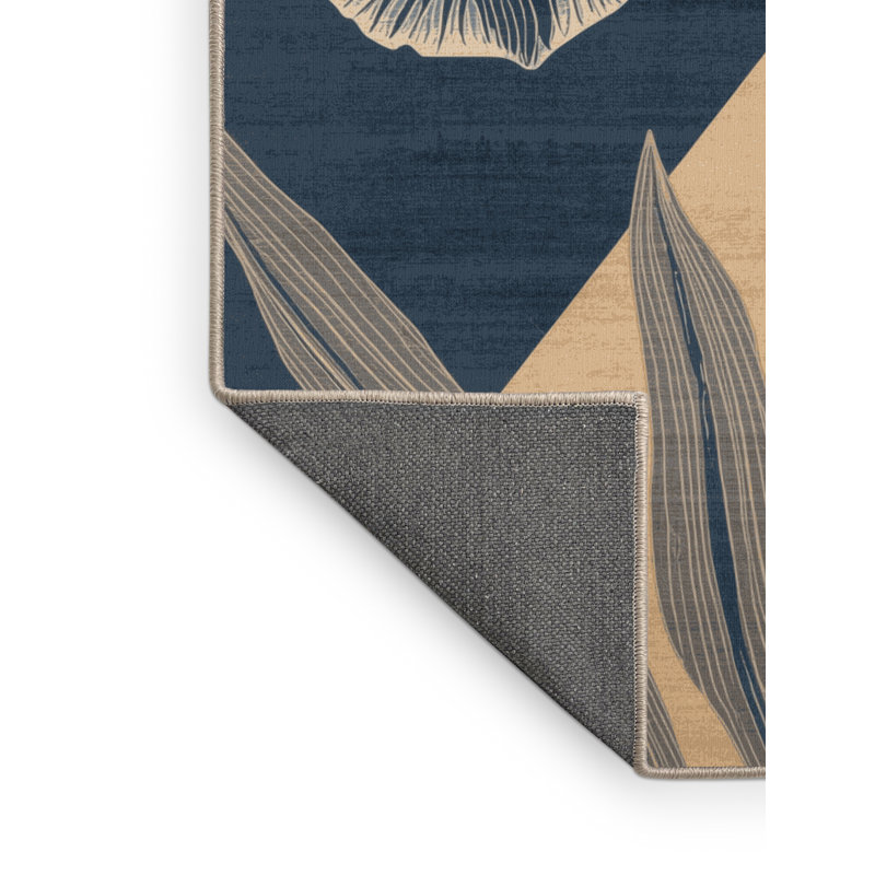 Tapis floral moelleux doux à motif floral iris brun et beige, 7 x 9