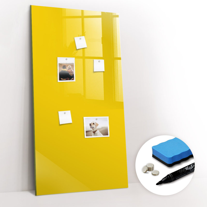 Magnetic Glass Dry Erase Board, Yellow