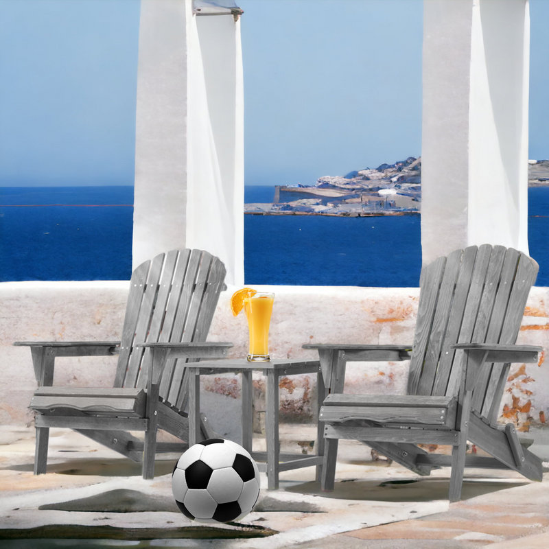 Chaise Adirondack pliante classique en bois Adirondack (ensemble de 2), gris, 2
