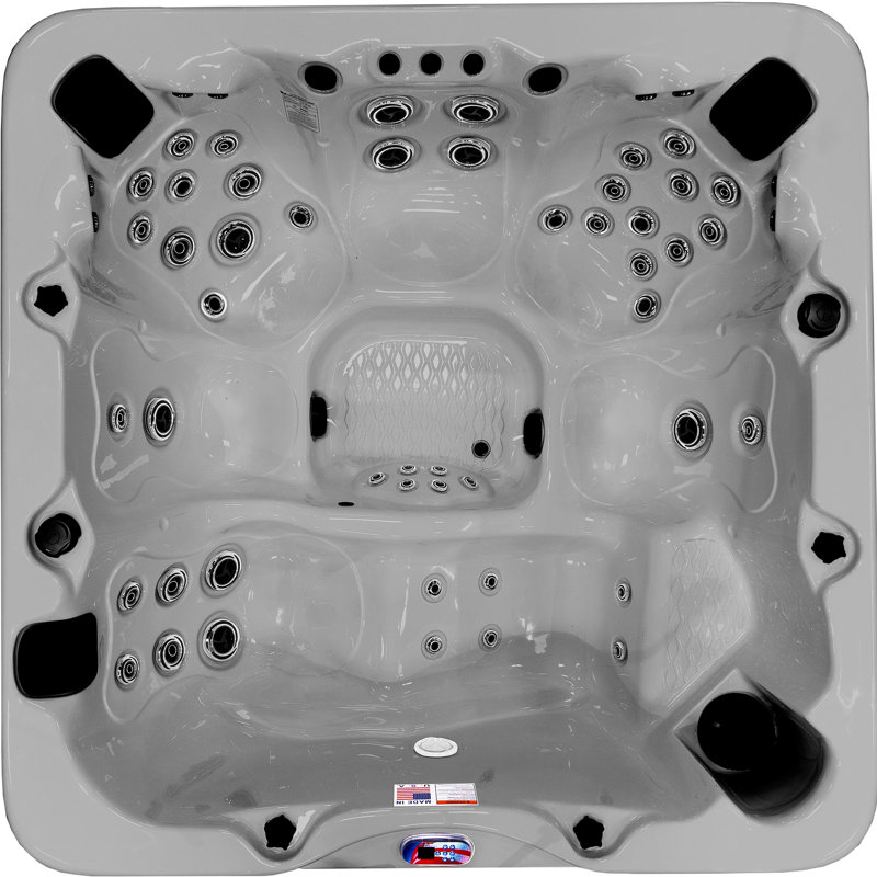 American Spas 240 Volt 6 Person 56 - Jet Acrylic Square Standard (Hardwired) Hot Tub with Ozonator and Built-In Speaker