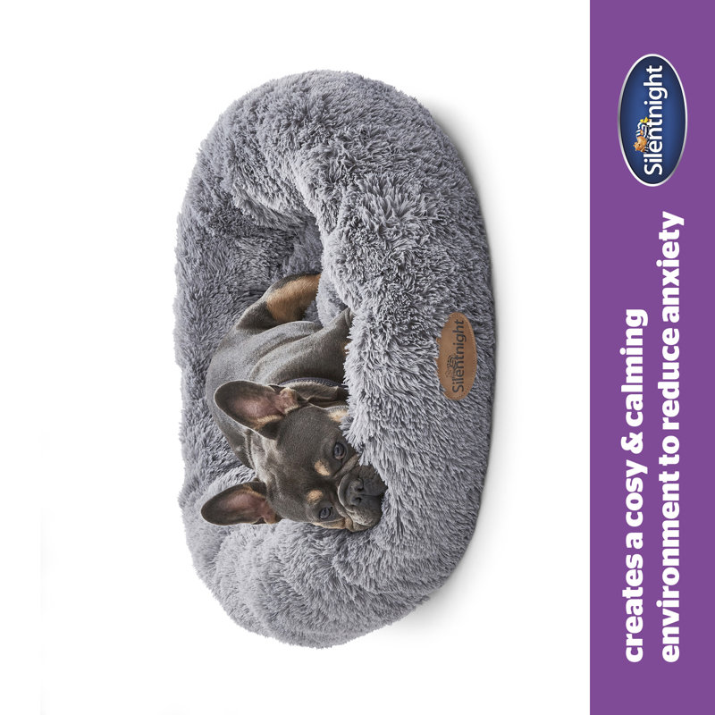 Silentnight Calming Plush Donut Pet Bed, Grey, 14cm H x 60cm W x 60cm D