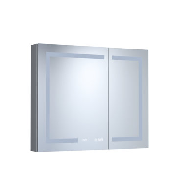 36 In. W X 30 H, Silver Aluminum, Recessed/Surface Mount, Medicine Cabinet, Three - Color Led Lights, Adjustable Shelves, 110 Soft Close Hinges, Tempe