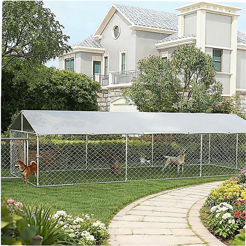Grand chenil d'extérieur pour chien avec toit imperméable résistant aux rayons UV