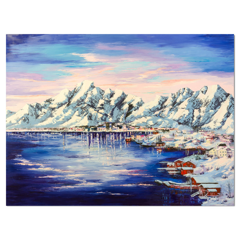 « norvégien village reine », impression sur toile tendue, H 20 po x l 20 po x P 1 po