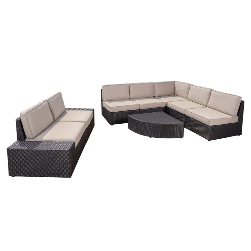 Ensemble de conversation modulaire avec coussins 8 pièces Mountview, Brun foncé