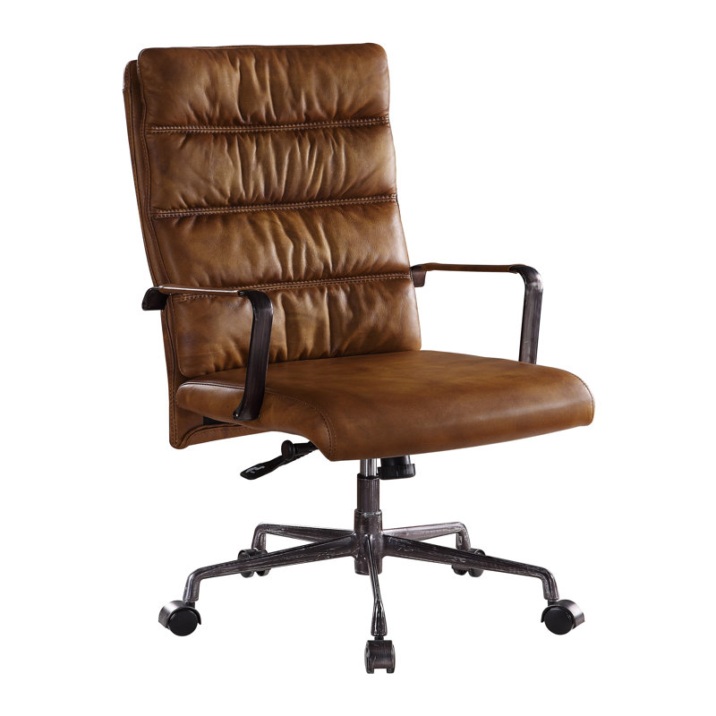 Chaise de bureau, cuir fleur Loritta