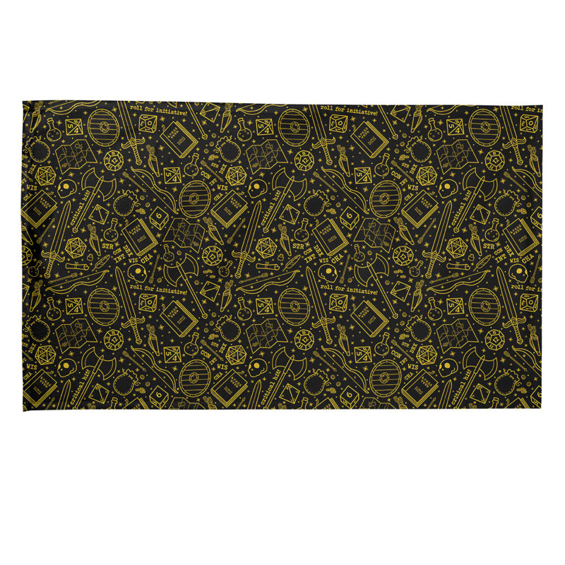 Serviette à thé à motif lines rpg Mcguigan, Sergé de coton, Noir / Jaune