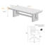 Ensemble de table de conférence en bois massif industriel moderne et 8 chaises de bureau ergonomiques-94357495