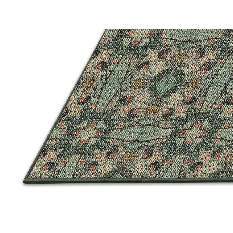 Tapis vert/beige/brun à motifs Bellandra, Rectangle 2 pi x 3 pi