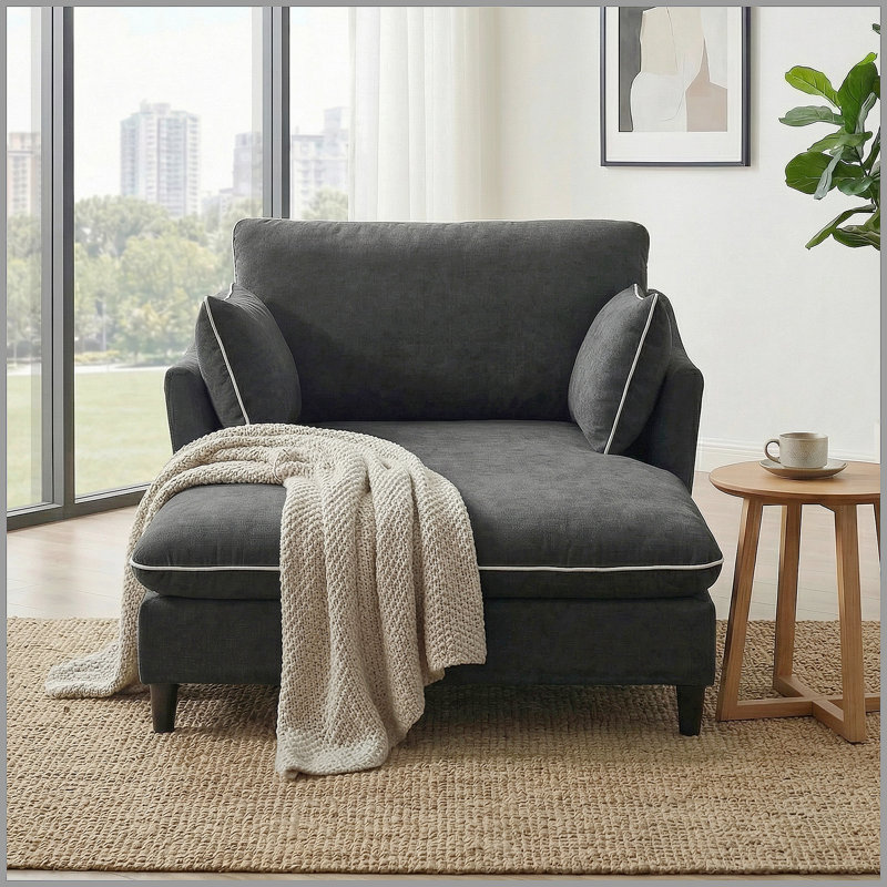 Canapé-lit 51,2 po Modern, Black Chenille