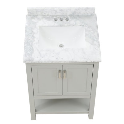 Ensemble de meuble-lavabo moderne simple 25 "avec plateau en marbre de Carrare Avenlee