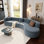 Canapé modulaire courbé de 132 po avec 4 coussins décoratifs et canapé modulaire 2 pièces pour le salon