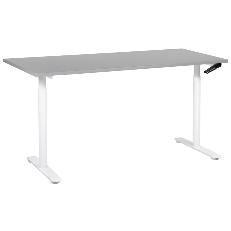 Amarianna Adjustable Metal Base Standing Desk, White, 119cm H x 160cm W x 72cm D, Grey