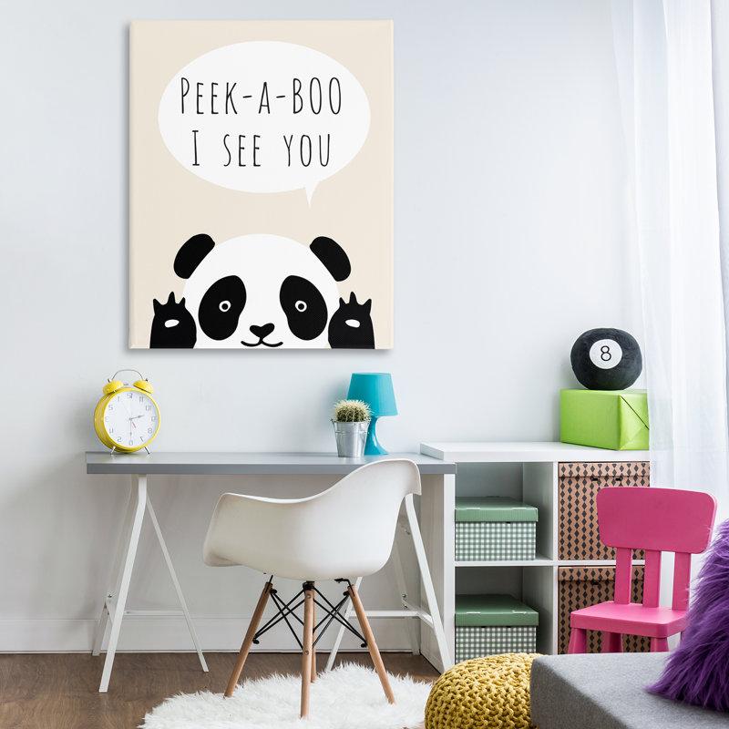 Toile d'ours panda Peek-a-Boo, conception par Chen Alyesh, H 48 po x l 36 po