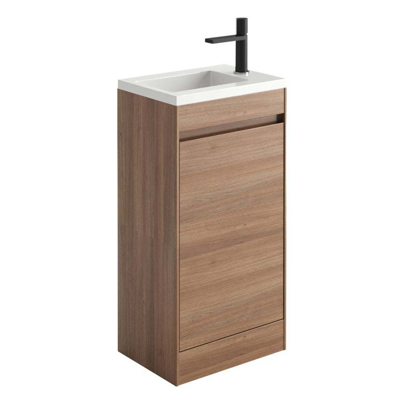 Santiago 450mm Single Bathroom Vanity with Integrated Resin Basin, Natural Oak