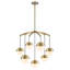 Lustre 7 lumières en verre décalé - douilles E12 pivotantes à 90 °, réglable de 35 à 90 po, structure dorée, 27,4 po de largeur - luminaire de salle à manger moderne