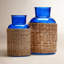 Ensemble de 2 vases en verre bleu