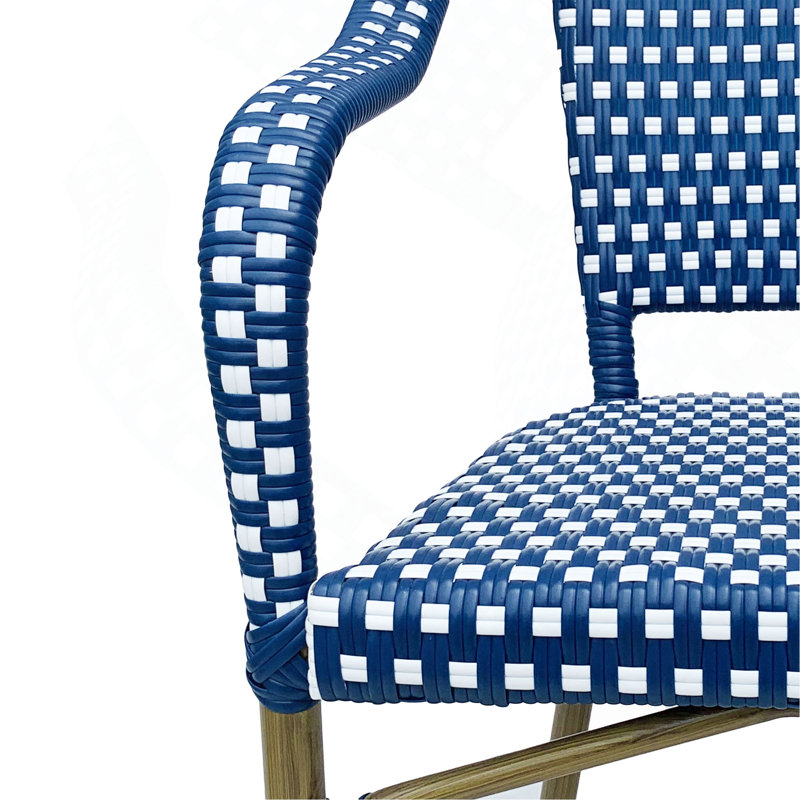 Chaise BISTRO (ensemble de 2), Blanc / Bleu marine