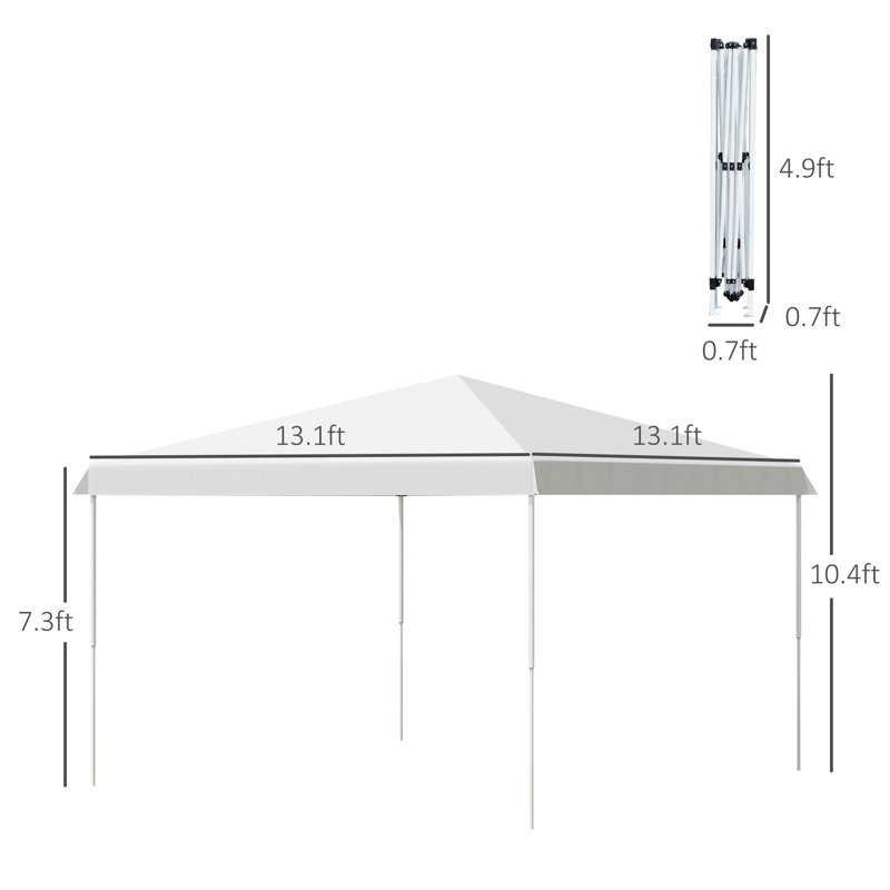 13 pi. L 13 pi. D Auvent escamotable en acier, Blanc
