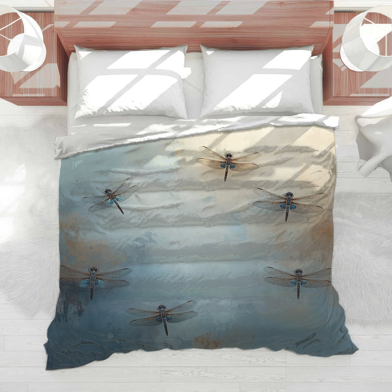 Dragonflies On Textured Background Comforter, Twin Extra Long
