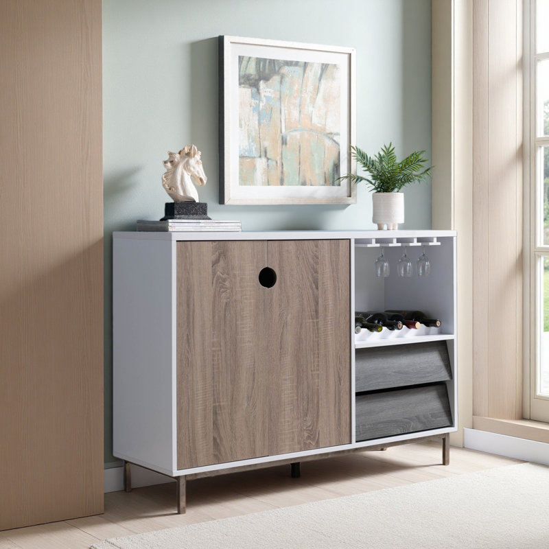 Présentoir en bois, armoire avec tiroir, pouvant contenir 6 verres à vin