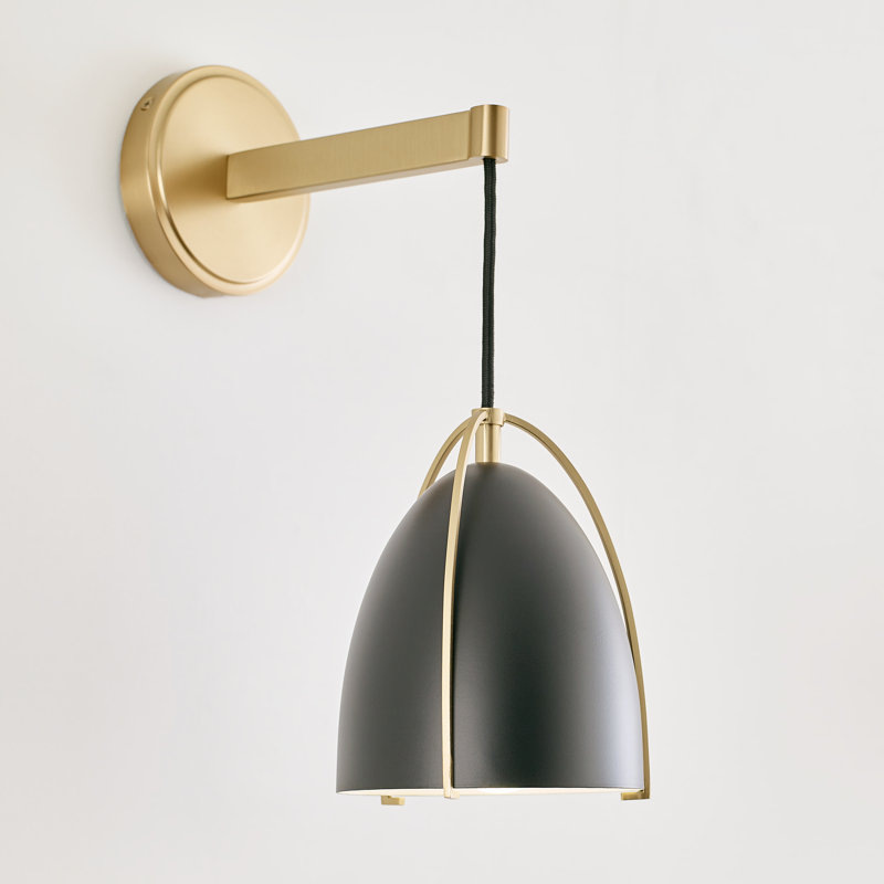 Norman 1 - Light Bath Sconce, Satin Brass, Steel Midnight Black , No