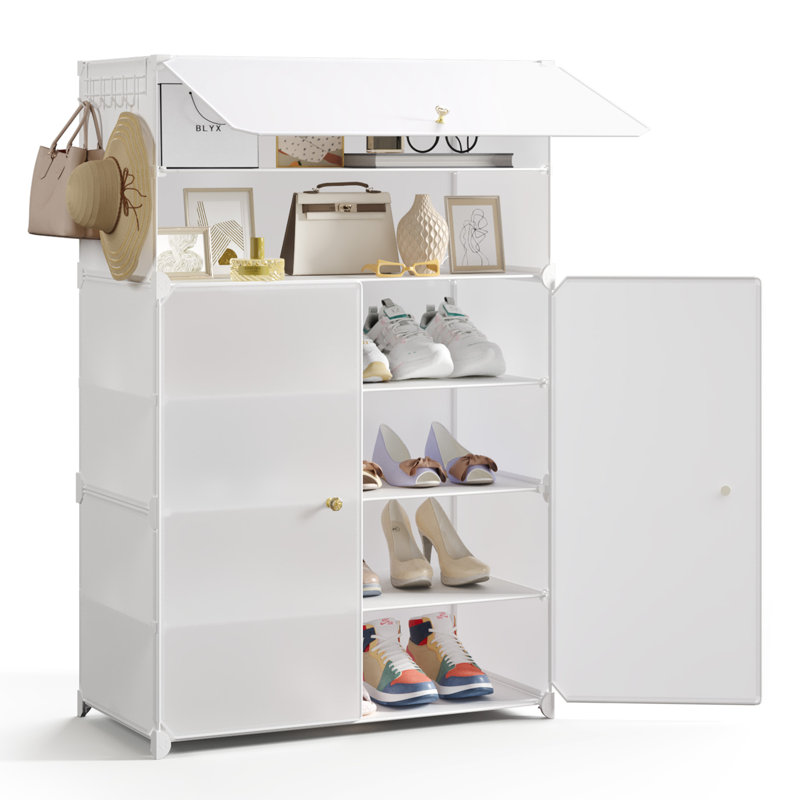 18 Pair Shoe Storage Cabinet, White