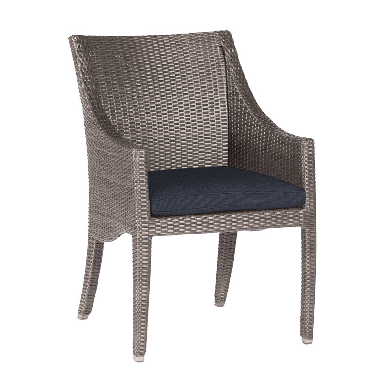 Chaise avec accoudoirs tissée Athena - Huître, Welt, Huître, Lin marine