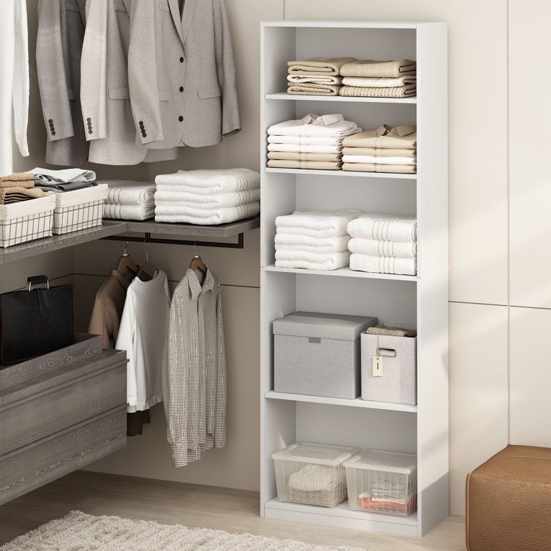Rangement à vêtements polyvalent à 5 niveaux pour tablettes et rangement Ebern Designs Juel, blanc
