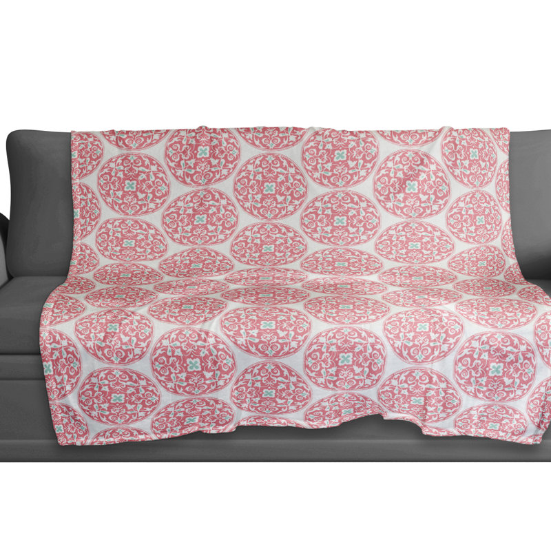 Morrocan Circle Hand Woven Throw Blanket, Red