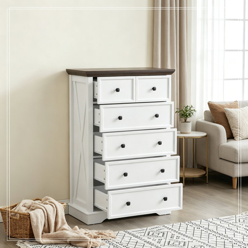 Commodes d'appoint à 6 tiroirs, Blanc