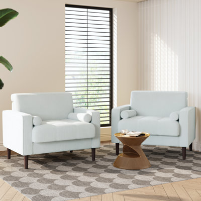 Fauteuil club capitonné avec accoudoirs carrés en velours côtelé beige Iliana