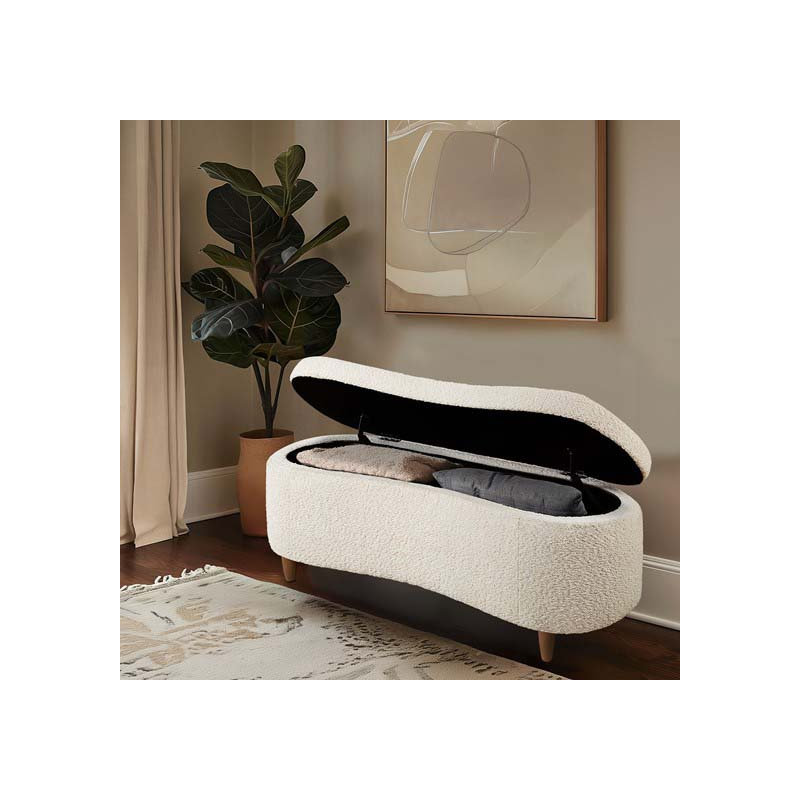 Banc de rangement Boucle, Crème, crème