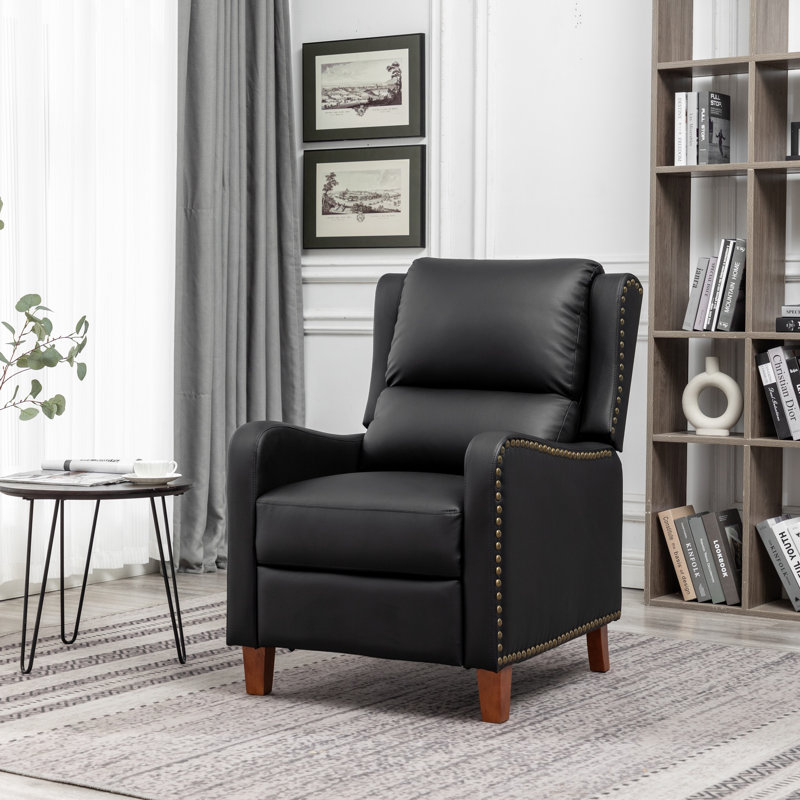 Ipina Leather Match Manual Recliner, Black