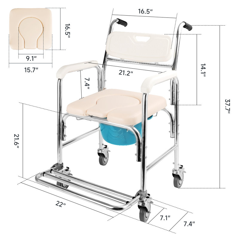 Chaise de douche multifonctionnelle mobile pour toilette