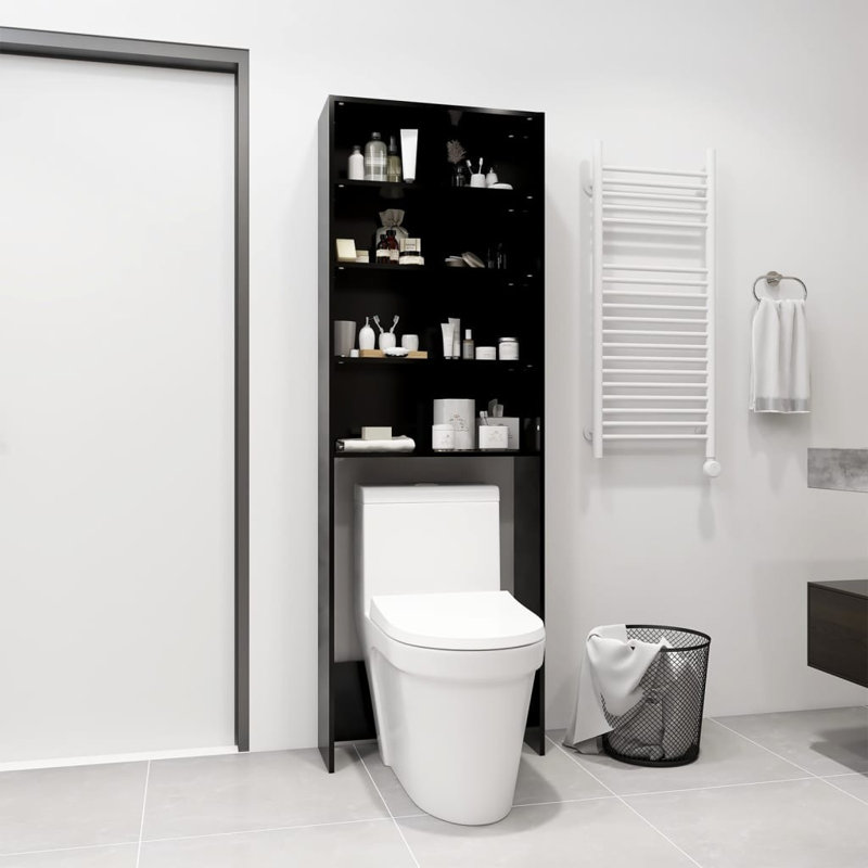 Awaiz Solid Wood Over The Toilet Storage, Black