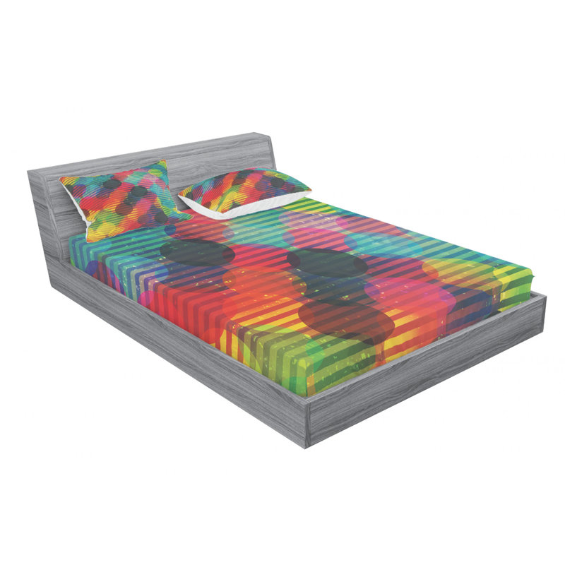 Microfiber Geometric Sheet Set, Full Sheet Set with Fitted Sheet