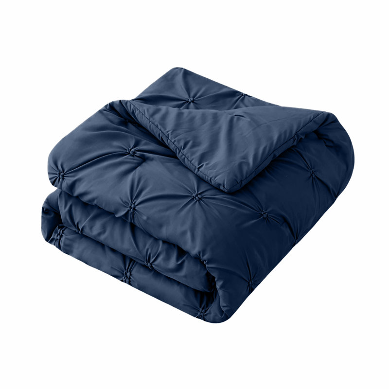 Microfiber Pintuck Duvet Cover Set – 2 Pillowcases, Single Duvet Cover + 1 Standard Pillowcase, Navy