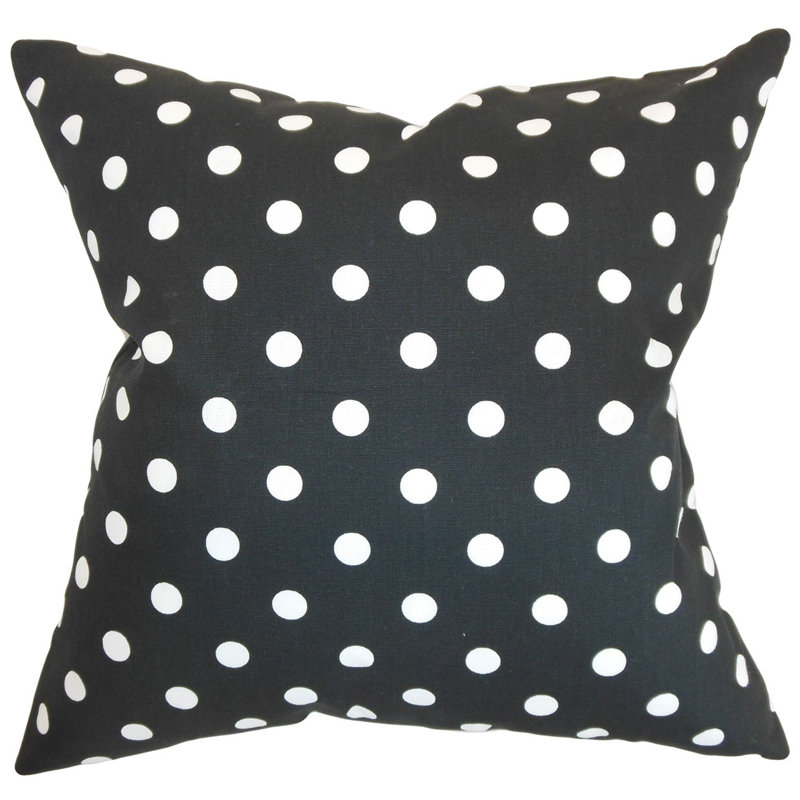 Black and White Polka Dot Velvet Throw Pillow 20" x 20"