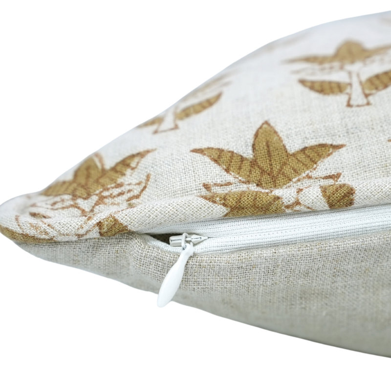 Housse de coussin décoratif en lin avec passepoil artisanal Fab Divine - 7 pattes, Carré 14 po