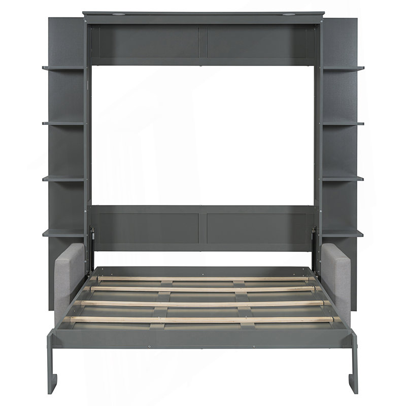 Murphy Bed Wall Bed With Sofa, Gray