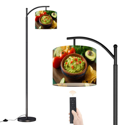 Arc Floor Lamp with Adjustable Lampshade Mexican food avocado dip Standing Lamp 3 Color Temperatures Dimmable Tall Pole Lamp with Foot Switch for Bedroom
