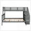 Lit superposé simple au-dessus d'un lit double avec rangement et garde-corps pour chambre à coucher, couleur gris Stairway-129746794